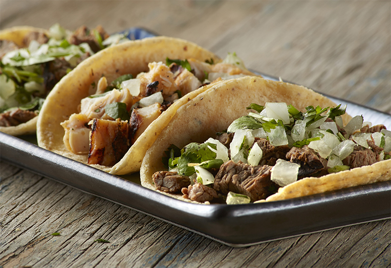 Street tacos with chicken and steak
